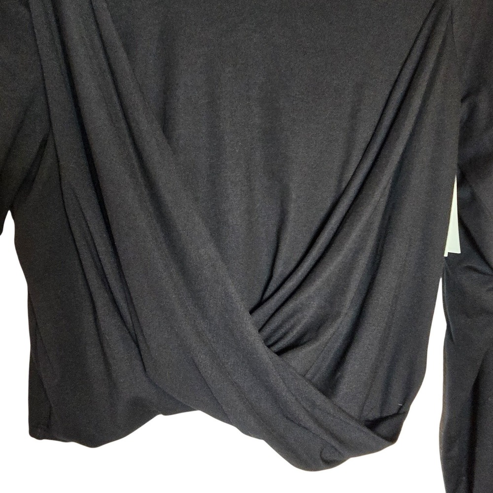 Spanx Twist‎ Front Top Womens XL Black Long Sleeve Wrap Stretch NWT